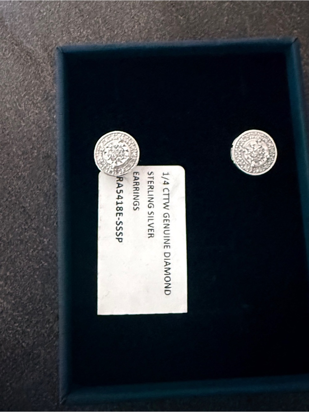 Sterling Silver White Diamond Halo Stud Earrings